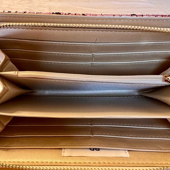 BP. Embossed Faux Leather Wallet Metallic Pink with Wrist Chain - Picture 6 of 11